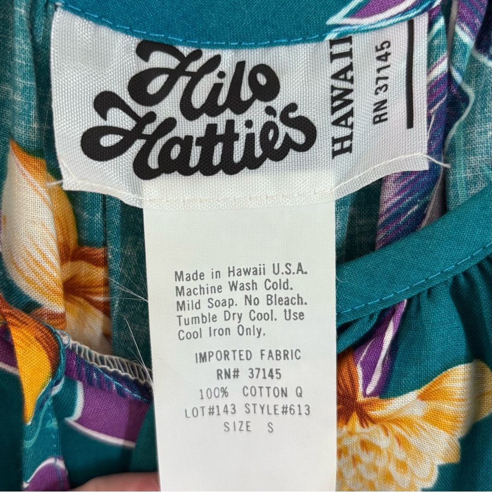 Hilo Hattie’s Vintage Floral Teal‎ Green Maxi Dress S Tropical - Picture 5 of 7